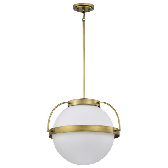 Nuvo Lighting Lakeshore 1 Light Large Pendant - Natural Brass Finish - White Opal Glass - Natural Brass