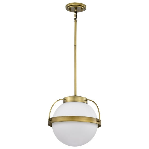 Nuvo Lighting Lakeshore 1 Light Medium Pendant - Natural Brass Finish - White Opal Glass - Natural Brass