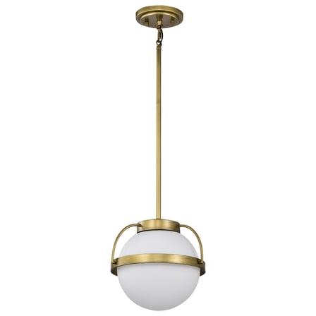 Nuvo Lighting Lakeshore 1 Light Small Pendant - Natural Brass Finish - White Opal Glass - Natural Brass