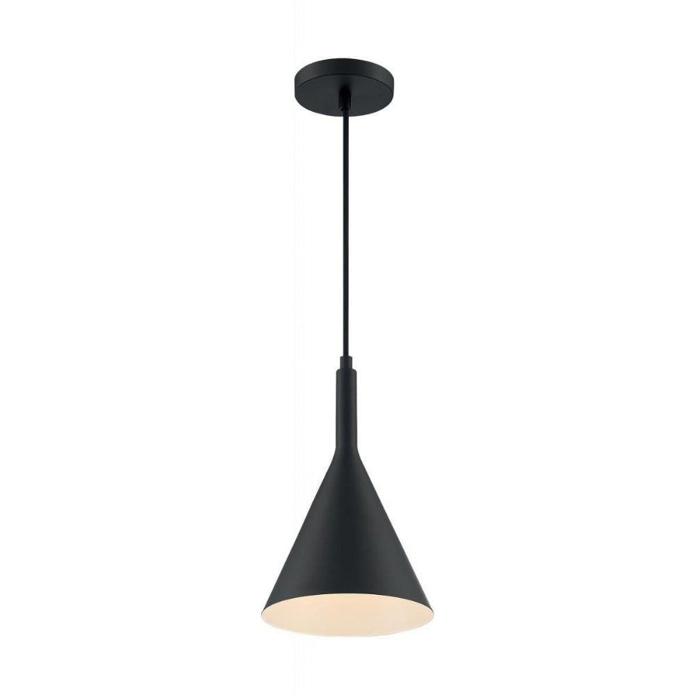 Matte Black Funnel-Shaped Single Pendant Light