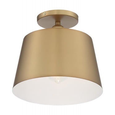 Nuvo Lighting Motif Semi-Flush Mount Ceiling Light - 1 Light, Black With Gold Accents, Transitional Style