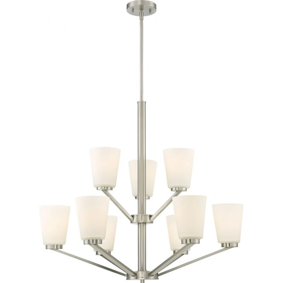 60/6249 Nuvo Lighting Nome-Nine Light 2-Tier Chandelier-31 Inches Wide by 28.5 Inches High-Brushed Nickel Finish
