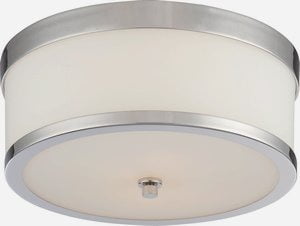 Polished Nickel Glass 2-Light Flush Mount Fixture
