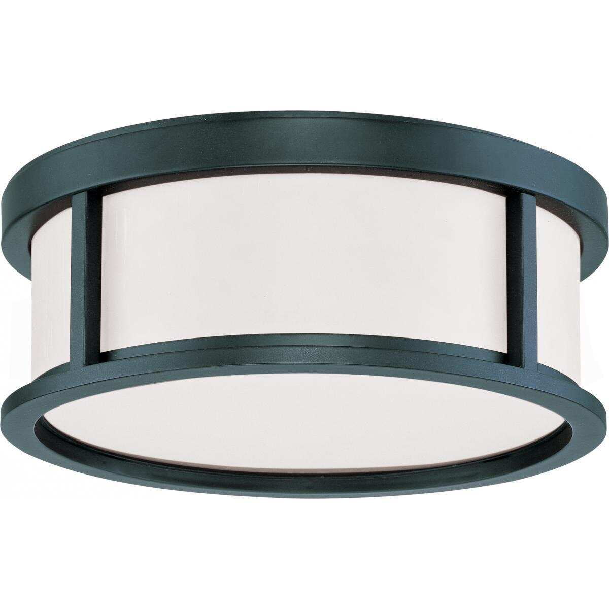 Elysian Aged Bronze 13'' LED Flush Mount Light with Satin White Glass