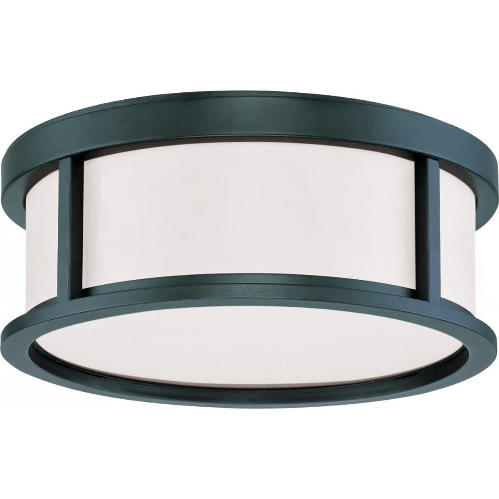 Elysian Aged Bronze 13'' LED Flush Mount Light with Satin White Glass