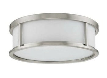 Brushed Nickel Odeon 15" Flush Mount with Satin White Glass