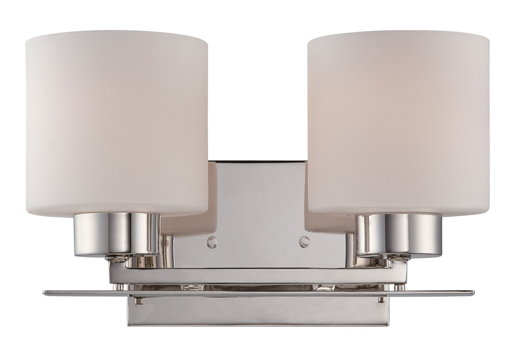 Polished Nickel /  Etched Opal Glass 2 - Light Polished Nickel  Glass & Metal Wall Sconce
