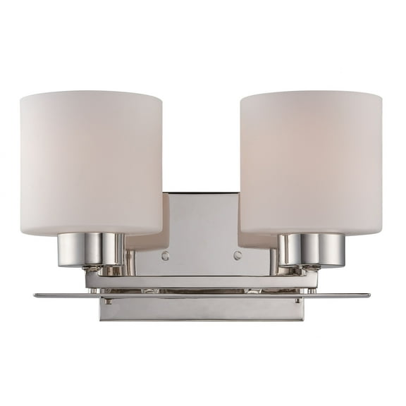 Polished Nickel /  Etched Opal Glass 2 - Light Polished Nickel  Glass & Metal Wall Sconce