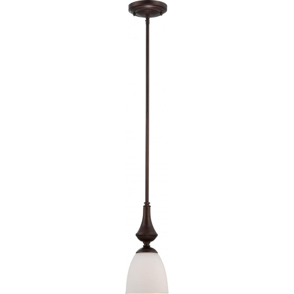Prairie Bronze Frosted Glass Mini Pendant 11.38" Height