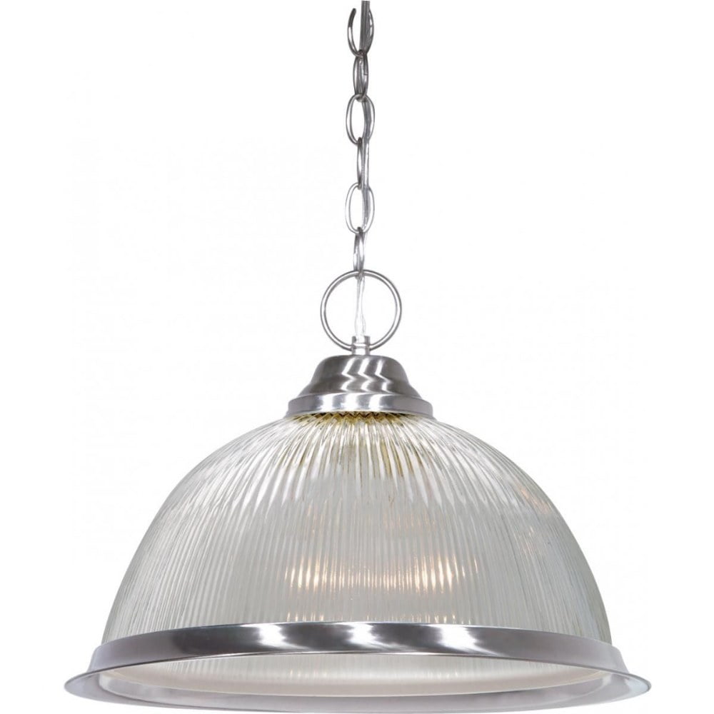 Elegant Brushed Nickel 15" Bowl Pendant with Clear Glass Dome