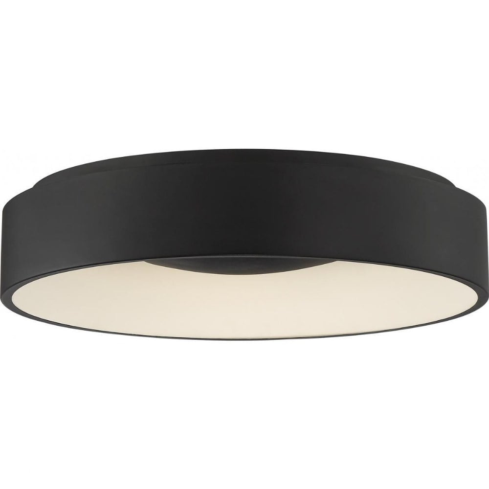Orbit 23" Matte Black and White LED Drum Flush Mount