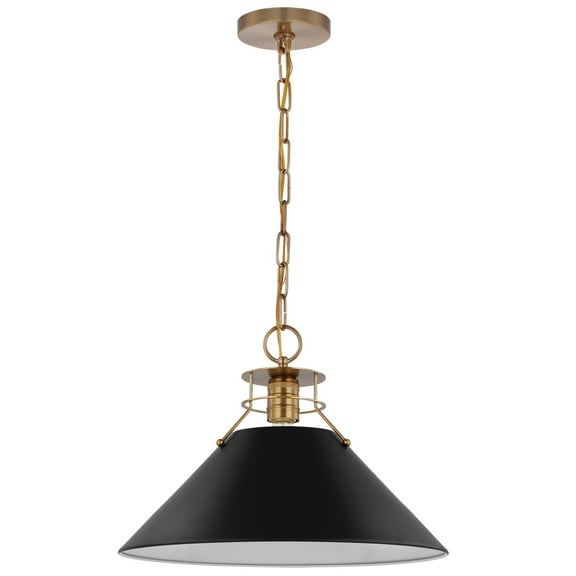 60/7525 Nuvo Lighting Outpost - 1 Light Large Pendant In Mid-Century Modern Style-11.63 Inches Tall and 16.5 Inches Wide-Matte Black/Burnished Brass