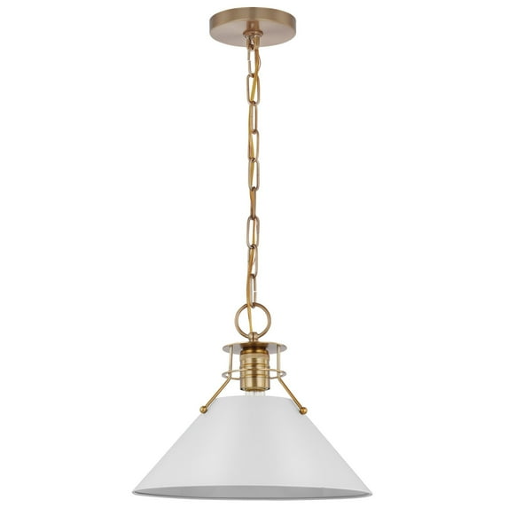 Nuvo Lighting Outpost 1 Light Medium Pendant Matte White with Burnished Brass