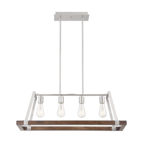 60/6884 Nuvo Lighting Outrigger-4 Light Kitchen Pendant-11 Inches Wide by 10.75 Inches High-Brushed Nickel/Nutmeg Wood Finish