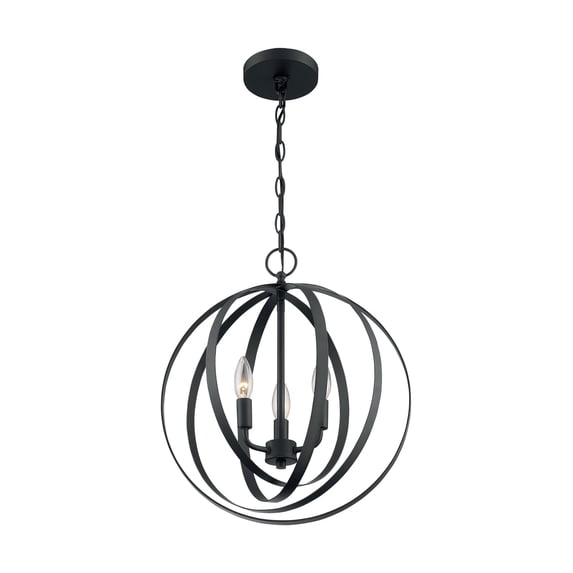 60/7067 Nuvo Lighting Pendleton-3 Light Pendant in Glam Style-16 Inches Wide by 18.38 Inches High-Matte Black Finish -Traditional Installation