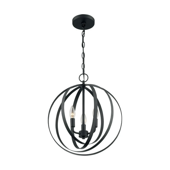 60/7067 Nuvo Lighting Pendleton-3 Light Pendant in Glam Style-16 Inches Wide by 18.38 Inches High-Matte Black Finish -Traditional Installation