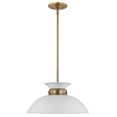 thumbnail image 1 of Nuvo Lighting Perkins 1 Light Small Pendant Matte White with Burnished Brass, 1 of 4