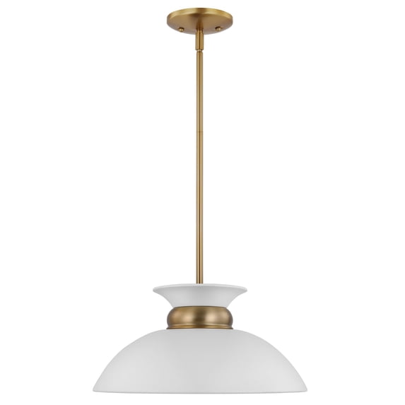 Nuvo Lighting Perkins 1 Light Small Pendant Matte White with Burnished Brass