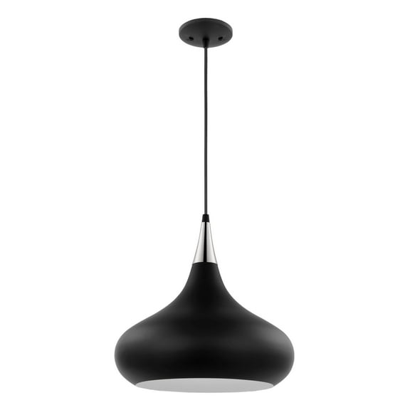 60/7513-Nuvo Lighting-Phoenix - 1 Light Medium Pendant In Mid-Century Modern Style-14 Inches Tall and 14.13 Inches Wide-Matte Black/Polished nickel