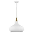 thumbnail image 1 of 60/7515-Nuvo Lighting-Phoenix - 1 Light Medium Pendant In Mid-Century Modern Style-14 Inches Tall and 14.13 Inches Wide-Matte White/Burnished Brass, 1 of 4