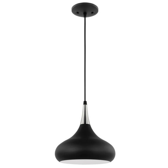 Nuvo Lighting Phoenix 1 Light Small Pendant Matte Black with Polished Nickel