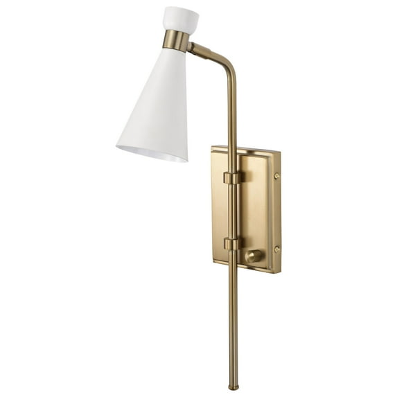 60/7396 Nuvo Lighting Prospect - 1 Light Wall Sconce In Mid-Century Modern Style-20.88 Inches Tall and 4.5 Inches Wide-Matte White/Burnished Brass