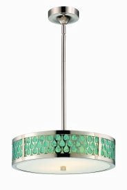 Polished Nickel 42" Glass Drum LED Pendant Light