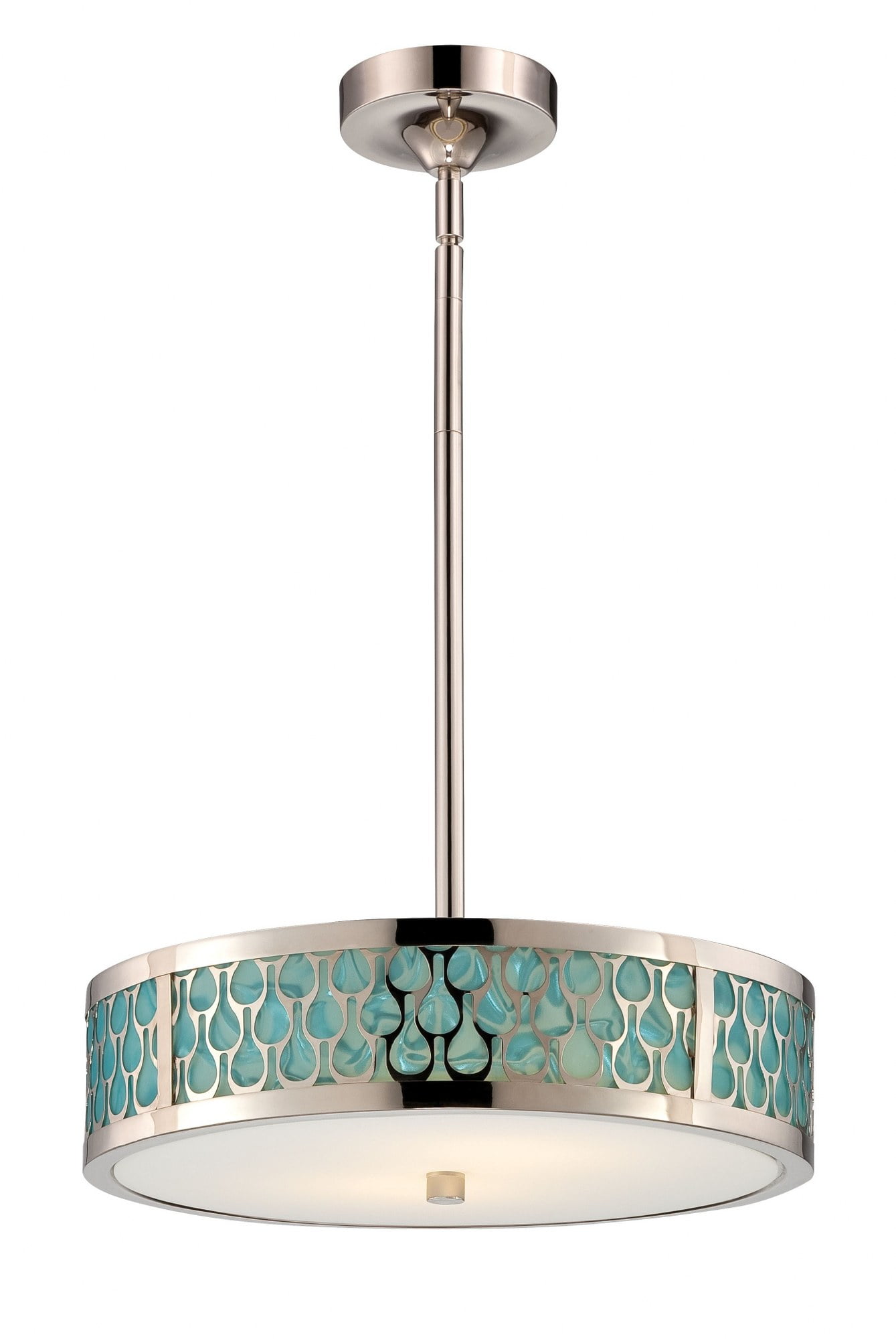 Polished Nickel 42" Glass Drum LED Pendant Light