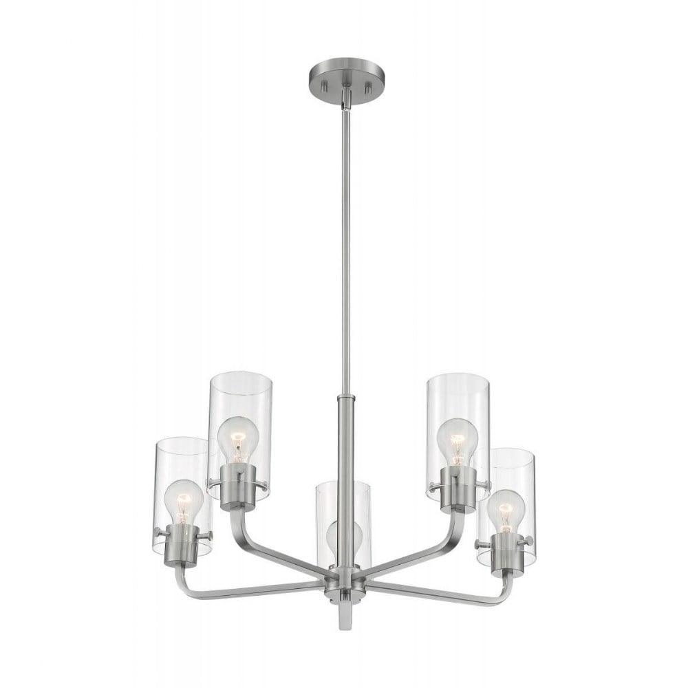 Sommerset Modern 5-Light Chandelier in Brushed Nickel with Clear Glass