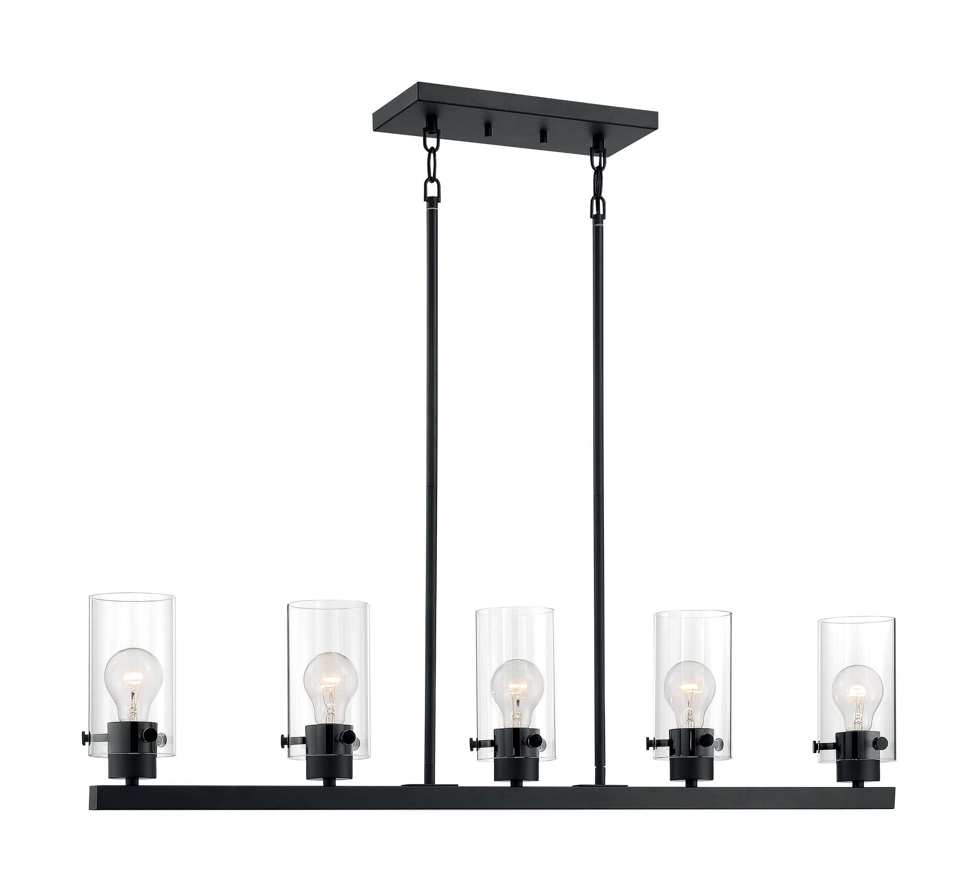 Sommerset Matte Black 5-Light Island Pendant with Clear Glass