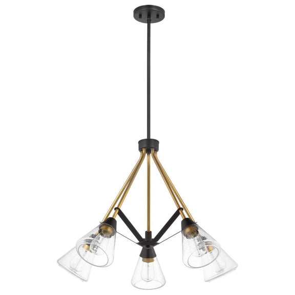 Nuvo Lighting Starlight 5 Light Chandelier Medium Base 60 Watt Matte Black Finish Clear Seeded Glass