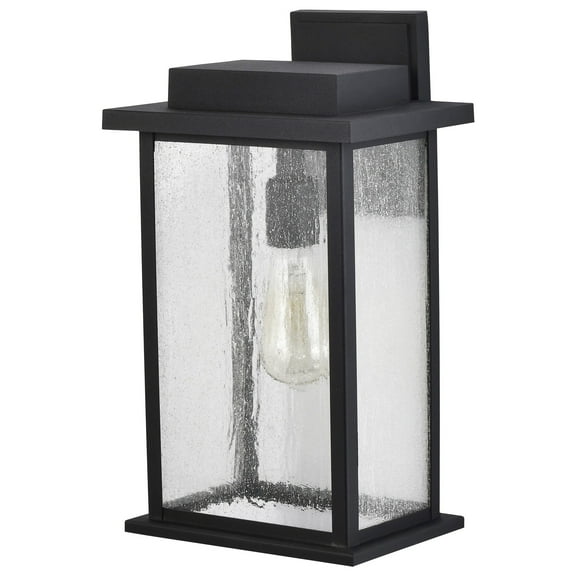 Nuvo Lighting Sullivan 1 Light Large Wall Lantern Matte Black with Clear Seeded Glass