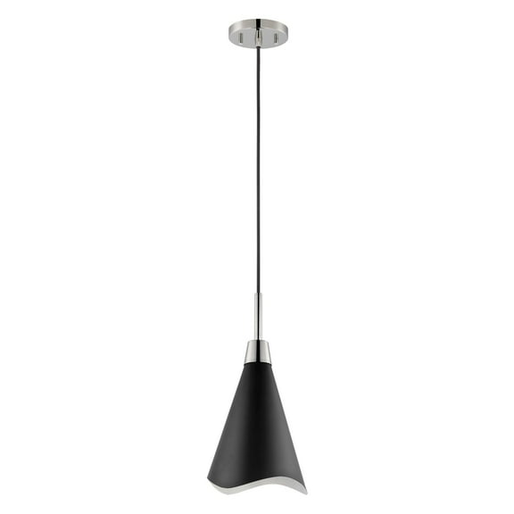 60/7478-Nuvo Lighting-Tango - 1 Light Large Pendant In Mid-Century Modern Style-20.13 Inches Tall and 15 Inches Wide-Matte Black/Polished nickel
