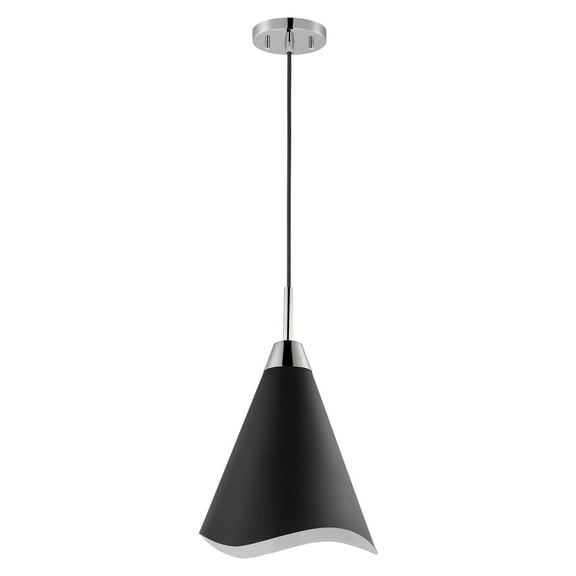 60/7475-Nuvo Lighting-Tango - 1 Light Medium Pendant In Mid-Century Modern Style-18.38 Inches Tall and 12 Inches Wide-Matte Black/Polished nickel