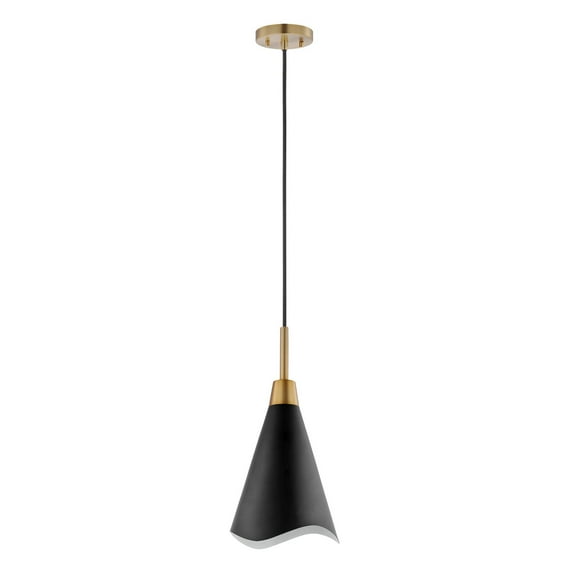 60/7470 Nuvo Lighting Tango - 1 Light Small Pendant In Mid-Century Modern Style-16 Inches Tall and 7.88 Inches Wide-Matte Black/Burnished Brass Finish