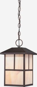 Tanner Claret Bronze 13" Outdoor Hanging Lantern with Honey Stained Glass
