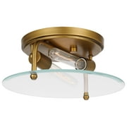 Nuvo Lighting Teton 2 Light Medium Flush Mount Medium Base 60 Watt Natural Brass Finish Clear Beveled Glass - Natural Brass