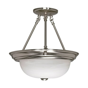 60/202-Nuvo Lighting-Three Light Semi-Flush-15.25 Inches Wide by 15.5 Inches High-Brushed Nickel Finish-Alabaster Shade Color