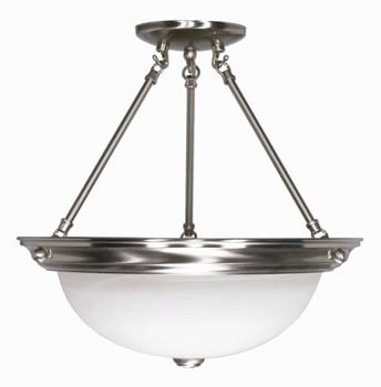 Elegant Brushed Nickel Semi-Flush Ceiling Light with Alabaster Glass Shade