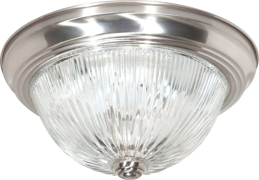 Brushed Nickel 13'' Flush Mount Ceiling Light with Clear Ribbed Glass