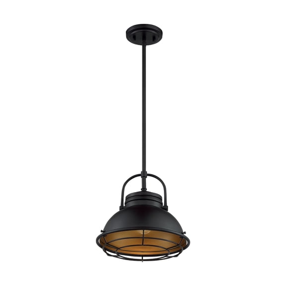 60/7074-Nuvo Lighting-Upton-1 Light Large Pendant in Nautical/Coastal Style-12 Inches Wide by 11.13 Inches High-Dark Bronze/Gold Finish