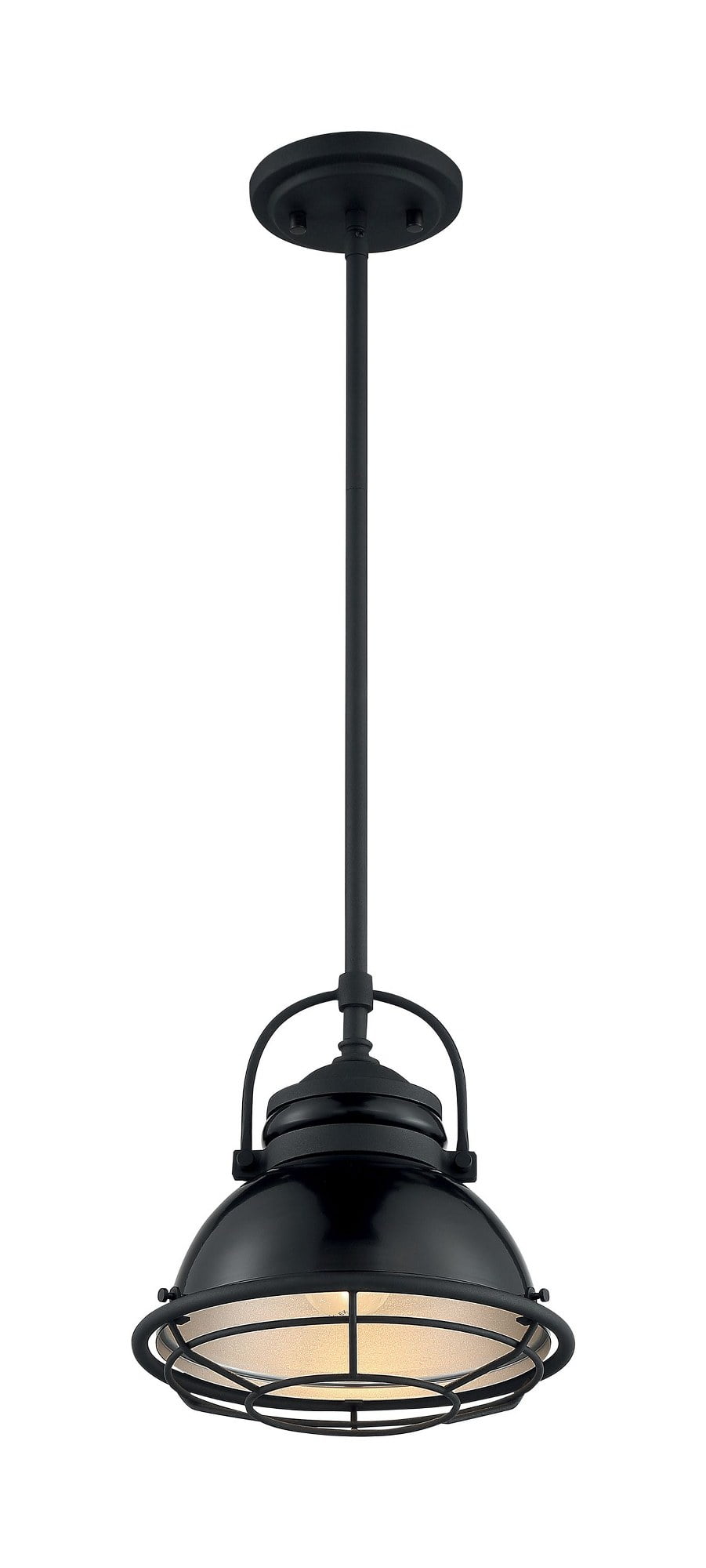 Upton 10'' Gloss Black and Silver Coastal Bell Pendant Light