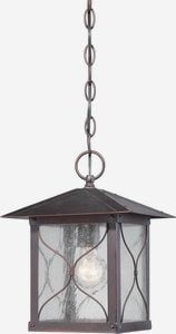 Vega Classic Bronze Outdoor Hanging Lantern with Clear Seeded Glass