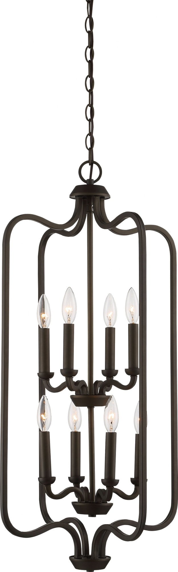 Willow 8-Light Polished Nickel and Bronze Caged Pendant