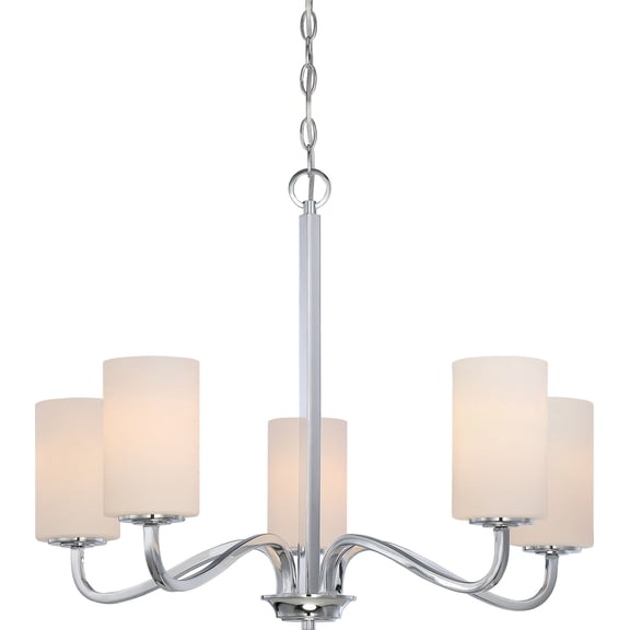 60/5805 Nuvo Lighting Willow-Five Light Chandelier-27 Inches Wide by 21 Inches High-Polished Nickel Finish -Traditional Installation