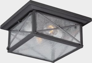 Wingate Textured Black Outdoor Flush Mount with Clear Seeded Glass