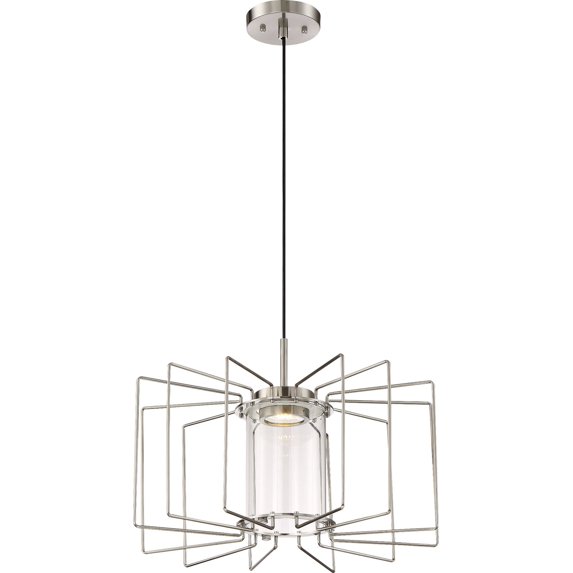 62/1351-Nuvo Lighting-Wired-12W 1 LED Pendant-19.81 Inches Wide by 13 Inches High-Brushed Nickel Finish -Traditional Installation