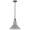 thumbnail image 1 of Nuvo Lighting Zelda 1 Light Pendant Medium Base 60 Watt Black Finish Gray Metal Shade Faux Leather Straps, 1 of 6