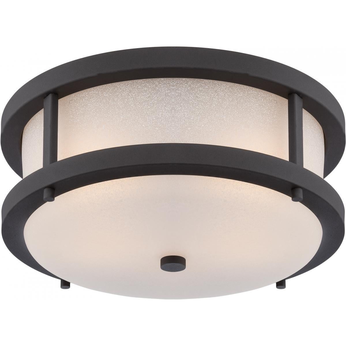 White Glass Drum LED Indoor/Outdoor Flush Mount