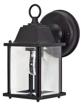 Textured Black Metal Lantern Wall Sconce - Direct Wired